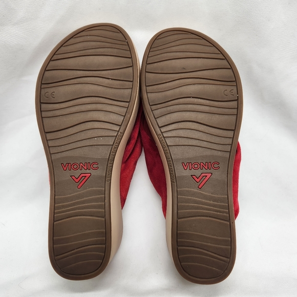 Vionic Red Slip On Thong Sandals - Picture 13 of 14